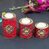 Decorative Tea Light Candles - Red Ceramic