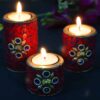 Decorative Tea Light Candles - Red Ceramic