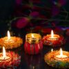 Set of 4 Floral + 1 Damru Tea Light