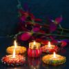 Set of 4 Floral + 1 Damru Tea Light