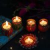 Set of 4 Damru + 1 Floral Tea Light - Diwali Decoration