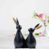 Twin Rabbit Black Showpiece & Gift