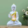 Meditating Buddha with Tea Light - White