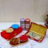 Gold Bowl Set with Dry Fruit and Color Hamper