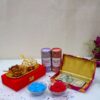 Gold Bowl Set with Dry Fruit and Color Hamper