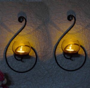 Metal Wall Tealight Candle Holders - Set of 2