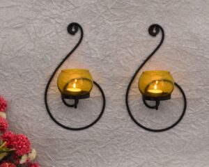 Metal Wall Tealight Candle Holders - Set of 2