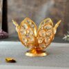 Floral Crytal Diya - Brass