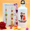 Premium Bhaiya Bhabhi Rakhi + Printed Bottle Combo