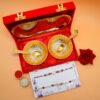 Red Evil Eye Rakhi + Golden Bowl Set