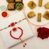 Red Stone Bhaiya Bhabhi Rakhi & Bakalava Combo